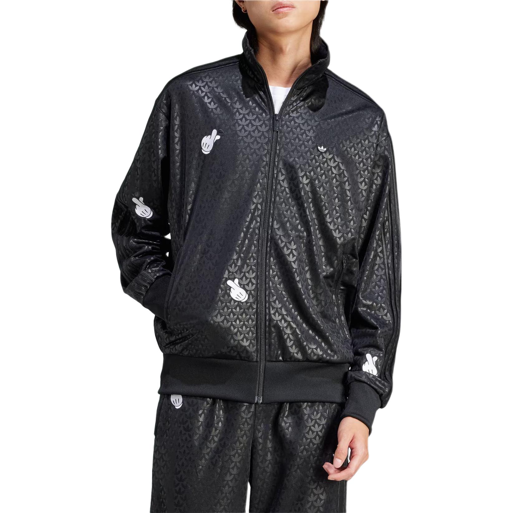 Lookbook adidas Originals x Mickey Mouse Jaket Retro Hitam Pria Full-Print Logo IY2264