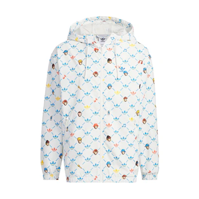 adidas Originals Monkey Kingdom Windbreaker Cartoon Logo Print Jacket Pink White IP1790