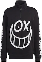 Order adidas Originals x MR.A 塗鴉半拉鍊復古黑色長袖上衣 男款 IA6396