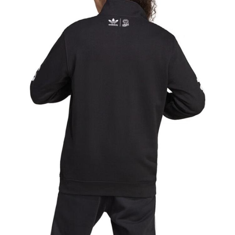 Shop adidas Originals x MR.A 塗鴉半拉鍊復古黑色長袖上衣 男款 IA6396