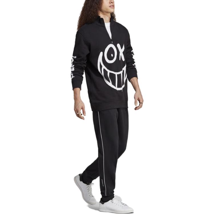 Purchase adidas Originals x MR.A 塗鴉半拉鍊復古黑色長袖上衣 男款 IA6396