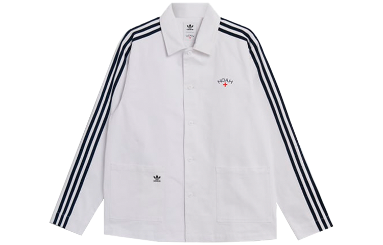 adidas Originals NOAH Logo Striped Polo Shirt Jacket White GS1391