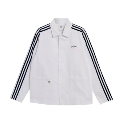 adidas Originals NOAH Logo Striped Polo Shirt Jacket White GS1391
