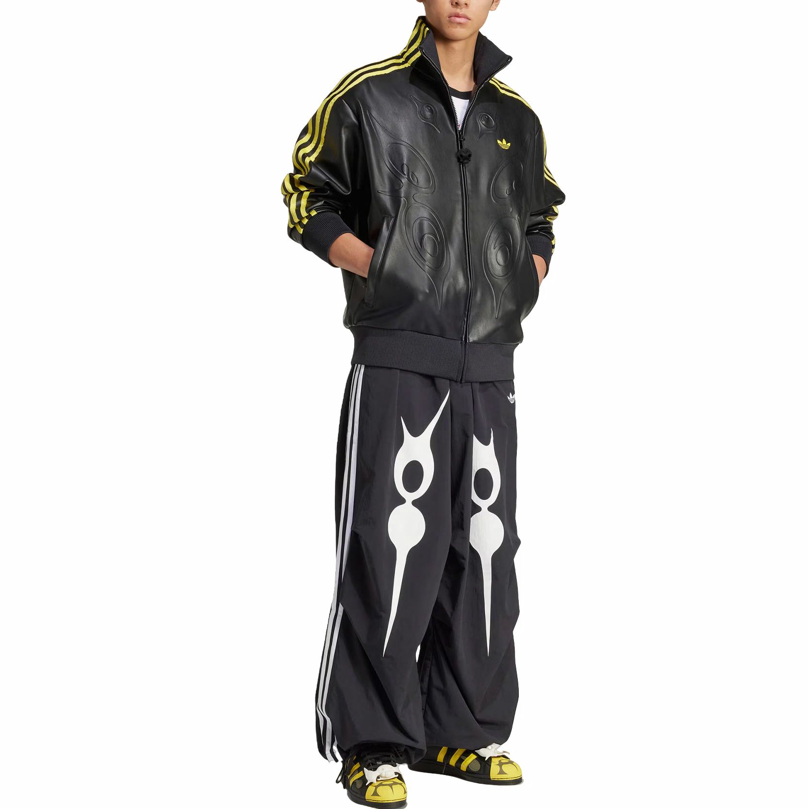 Lookbook 아디다스 오리지널스 x OFFGOD 콜라보 블랙 유니섹스 패션 재킷. KA2281