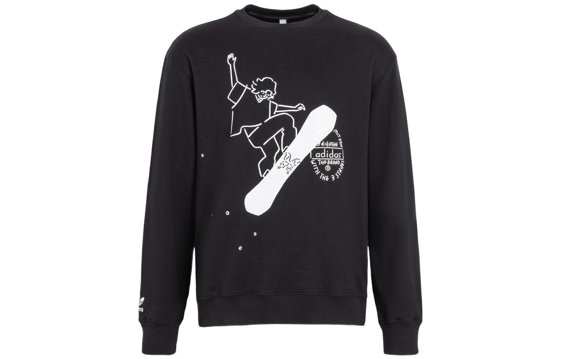 adidas Originals Osamu Su Yiming Collab Cartoon Skateboard Print Sweatshirt Black IK4313