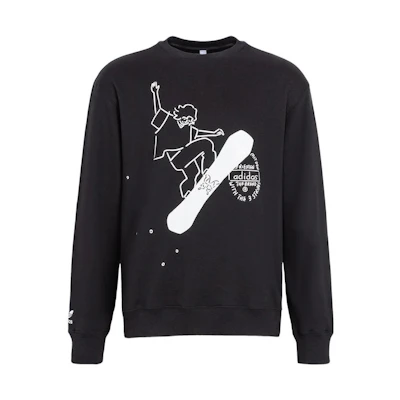 adidas Originals Osamu Su Yiming Collab Cartoon Skateboard Print Sweatshirt Black IK4313