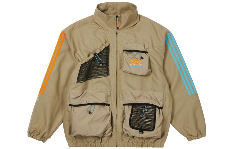 Buy adidas Originals x Palace Logo Striped Multi-Pocket Jacket Brown Men’s Outdoor Workwear HM9196
