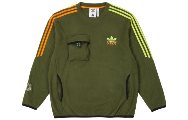adidas Originals x Palace Striped Logo Pullover Sweatshirt Green Unisex Couple Fit HM9193