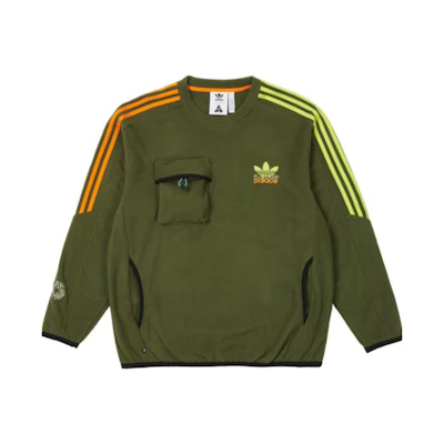adidas Originals Palace Striped Logo Pullover Sweatshirt Green Unisex Couple Fit HM9193