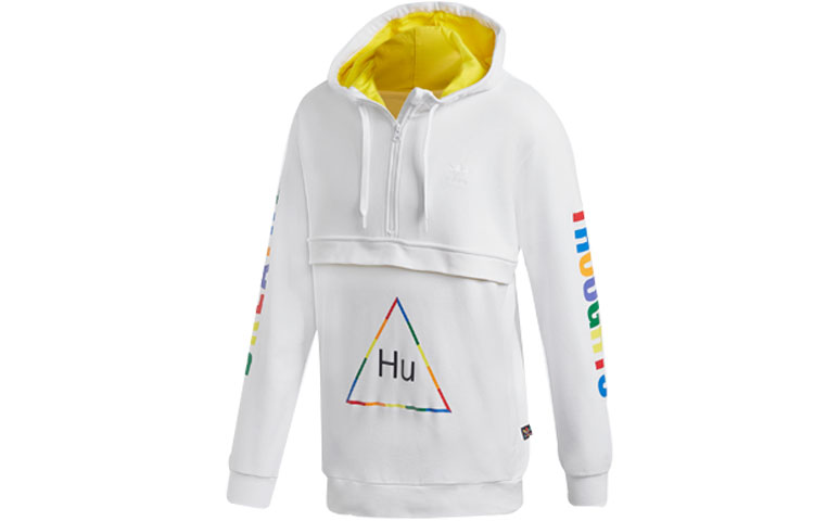 adidas Originals Pharrell Collab Printed 1/2 Zip Hoodie White Casualwear FR9069