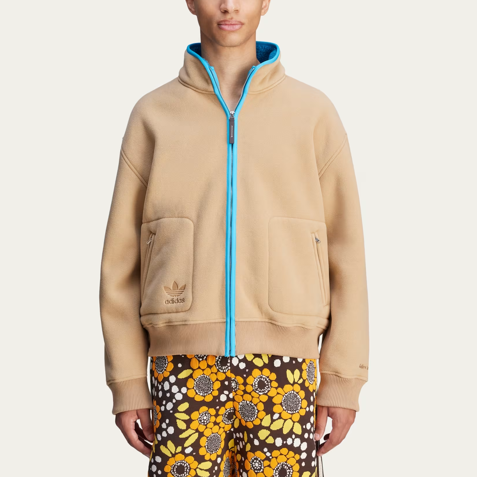 Details for Jaket Fleece Logo Unisex adidas Originals x Wales Bonner FW24 Cardboard. JJ2937