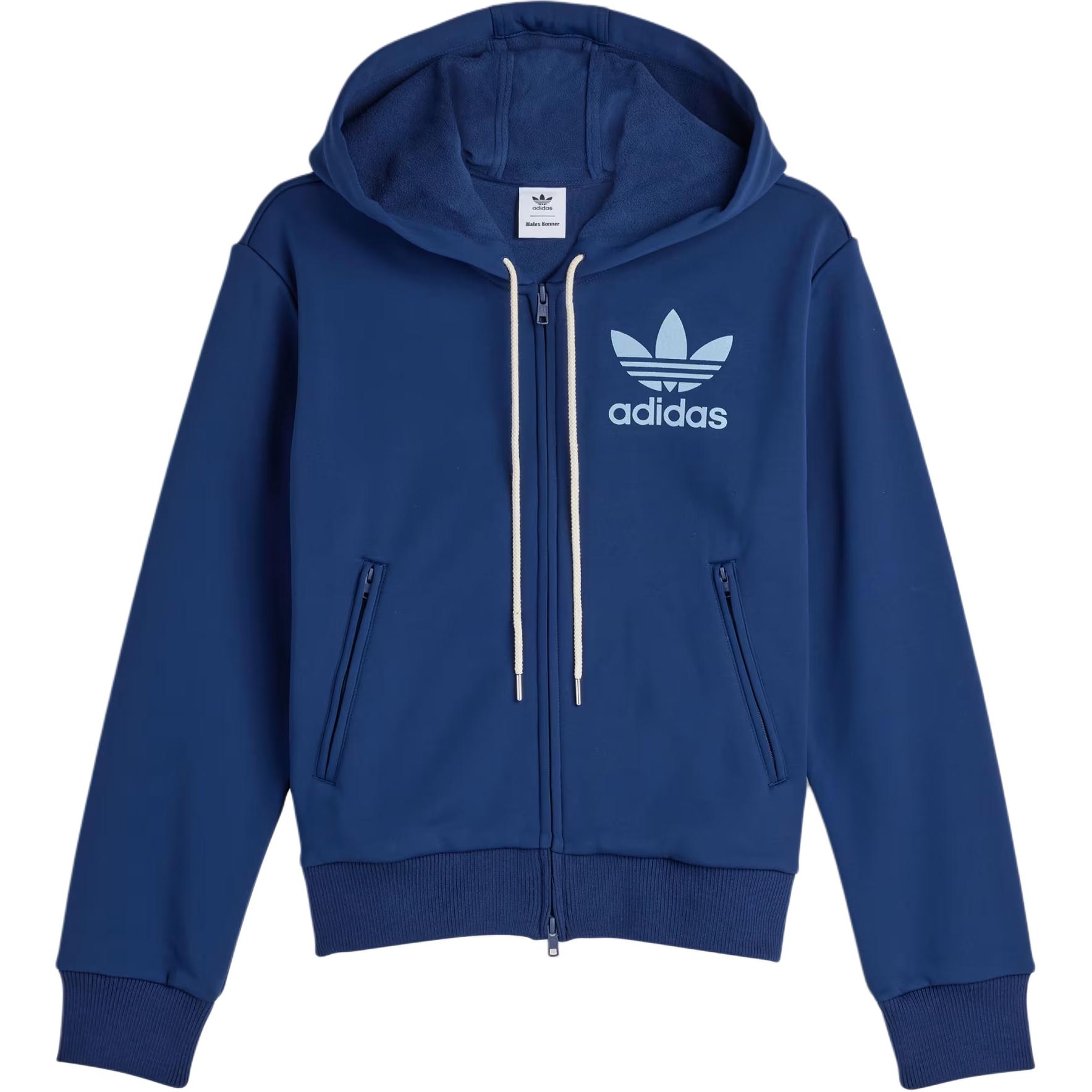 adidas Originals x Wales Bonner FW24 Navy Logo Hoodie Zip-Up Jacket Mens JJ2939