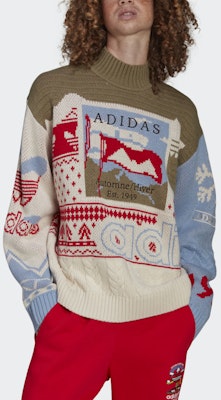 아디다스 오리지널 크리스마스 점퍼 멀티컬러 니트 하프터틀넥 유니섹스. HK7440 Details for 아디다스 오리지널 크리스마스 점퍼 멀티컬러 니트 하프터틀넥 유니섹스. HK7440