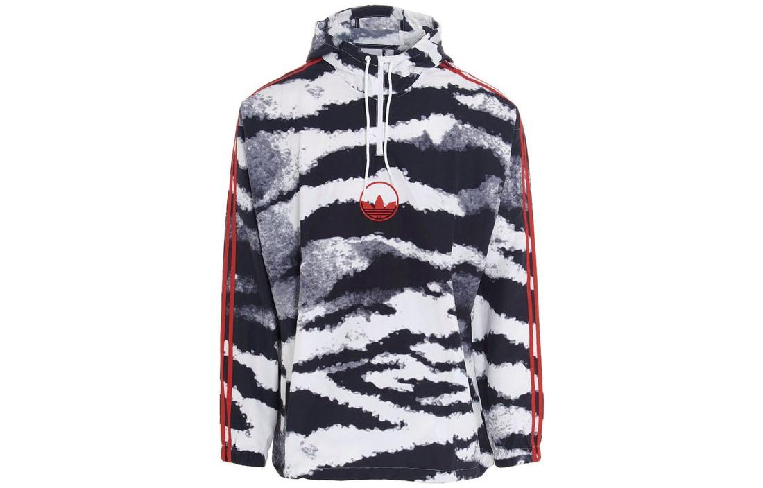 adidas Originals Zebra Logo Hoodie Black Long-Sleeve Pullover GD2130