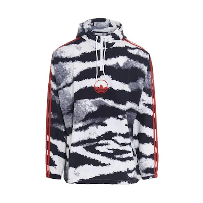 adidas Originals Zebra Logo Hoodie Black Long-Sleeve Pullover GD2130