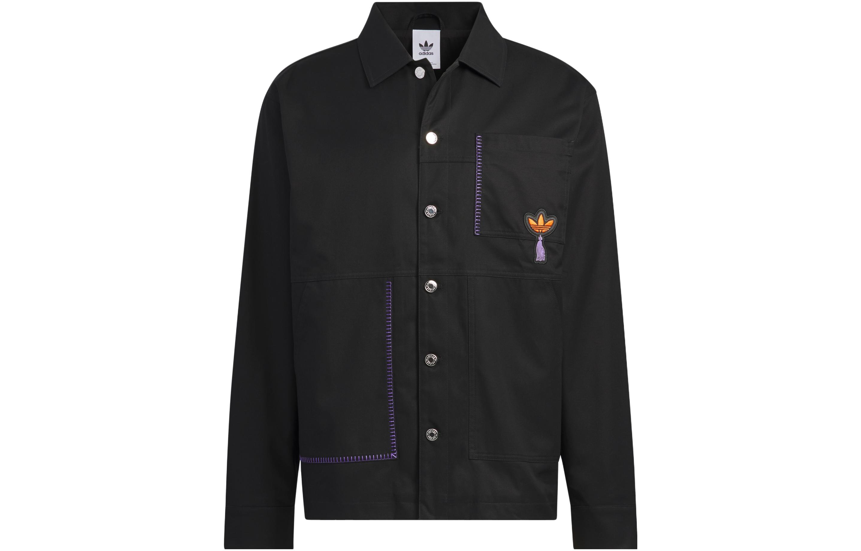 adidas Origins Series Black Logo Embroidered Printed Long-Sleeve Jacket Unisex IK8659