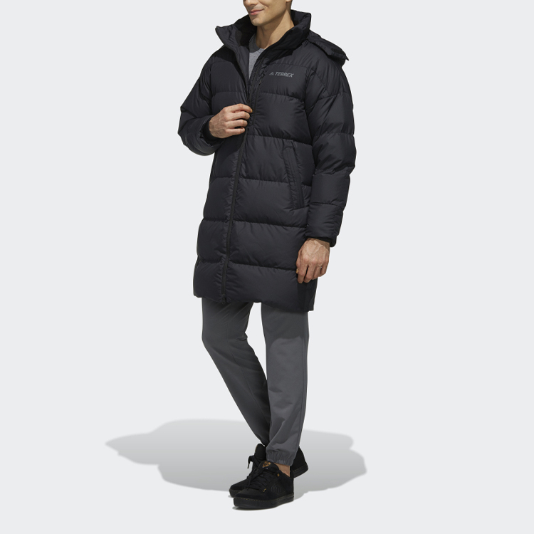 Details for adidas Outdoor Hooded Mid-Length Down Coat Winter Black EH4983