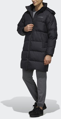 adidas Outdoor Hooded Mid-Length Down Coat Winter Black EH4983 Details for adidas Outdoor Hooded Mid-Length Down Coat Winter Black EH4983