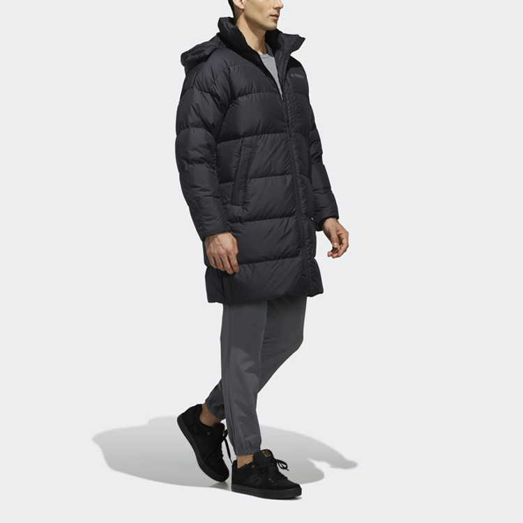 Sizing adidas Outdoor Hooded Mid-Length Down Coat Winter Black EH4983