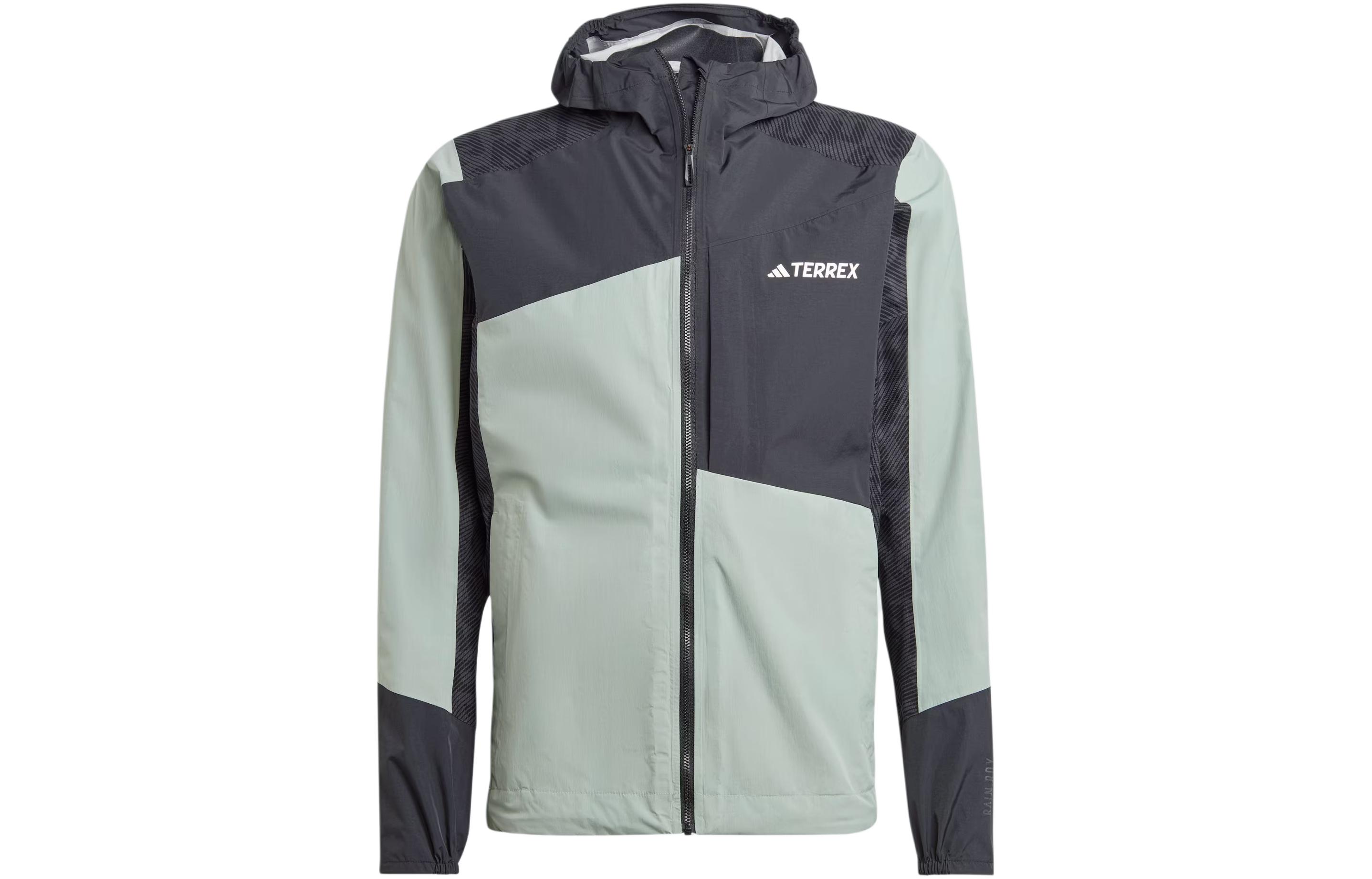 adidas Outdoor Hooded Rain Jacket Silver Gray Green - Waterproof外 IP1419