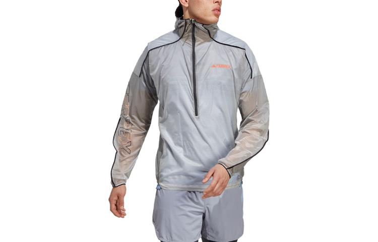 adidas Outdoor Trail Running Hooded Jacket Silver Gray HT9408