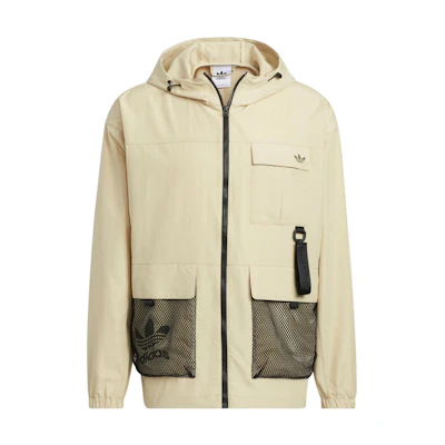 adidas Outdoor Utility Logo Print Multi-Pocket Hooded Zip Jacket Yellow Mens HS1910