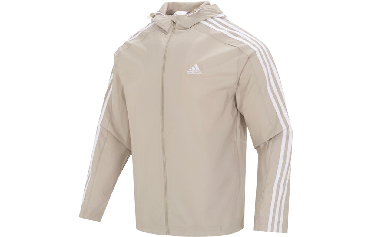 adidas Outdoor Windproof Running Jacket with Side Stripes - Khaki IJ8693