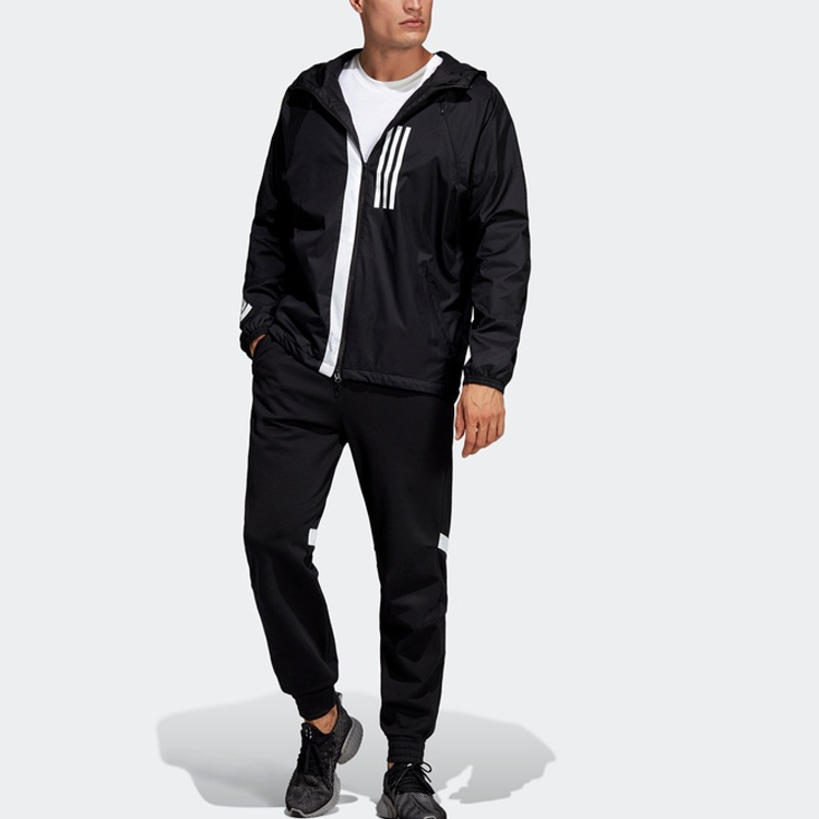 Sizing adidas 戶外防風運動連帽外套 黑色 DZ0052