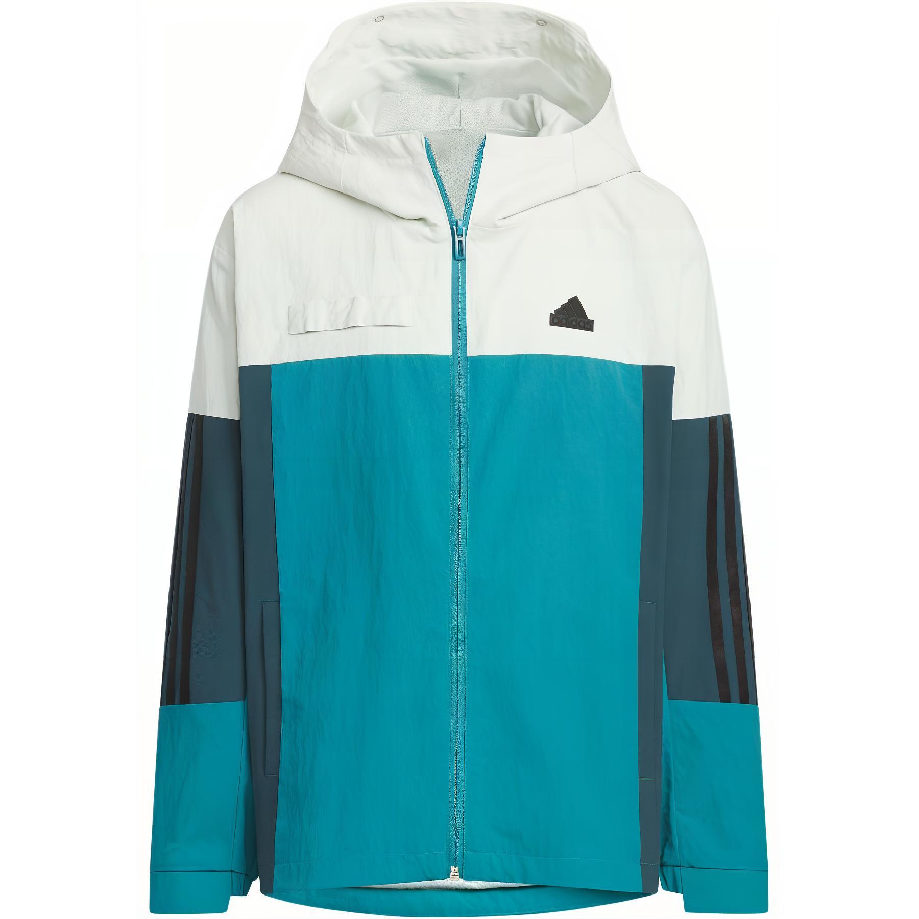 Order adidas 戶外防風防水連帽夾克 - 北極藍/灰白 JC6912