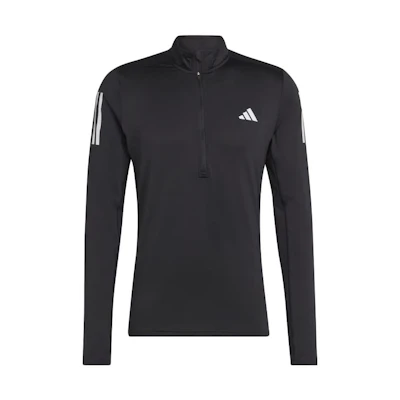adidas Own The Run 1/4 Zip Long Sleeve Sweatshirt Black 3-Stripes Logo IK9562