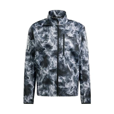adidas Own The Run Camo Zip-Up Jacket Black/Grey Allover Print IB6392