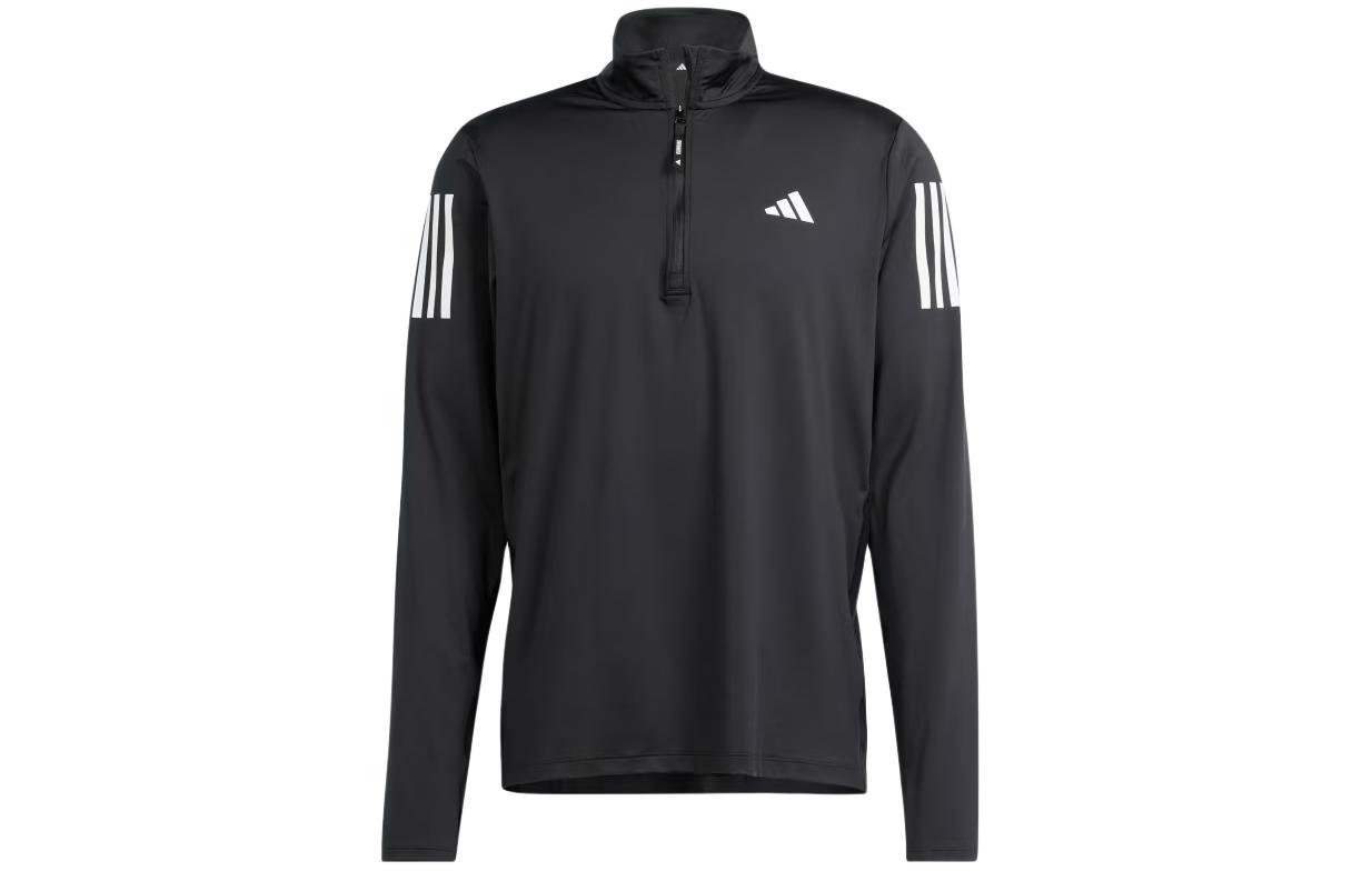 adidas Own the Run Half Zip Jacket Black Striped Pullover IN1490