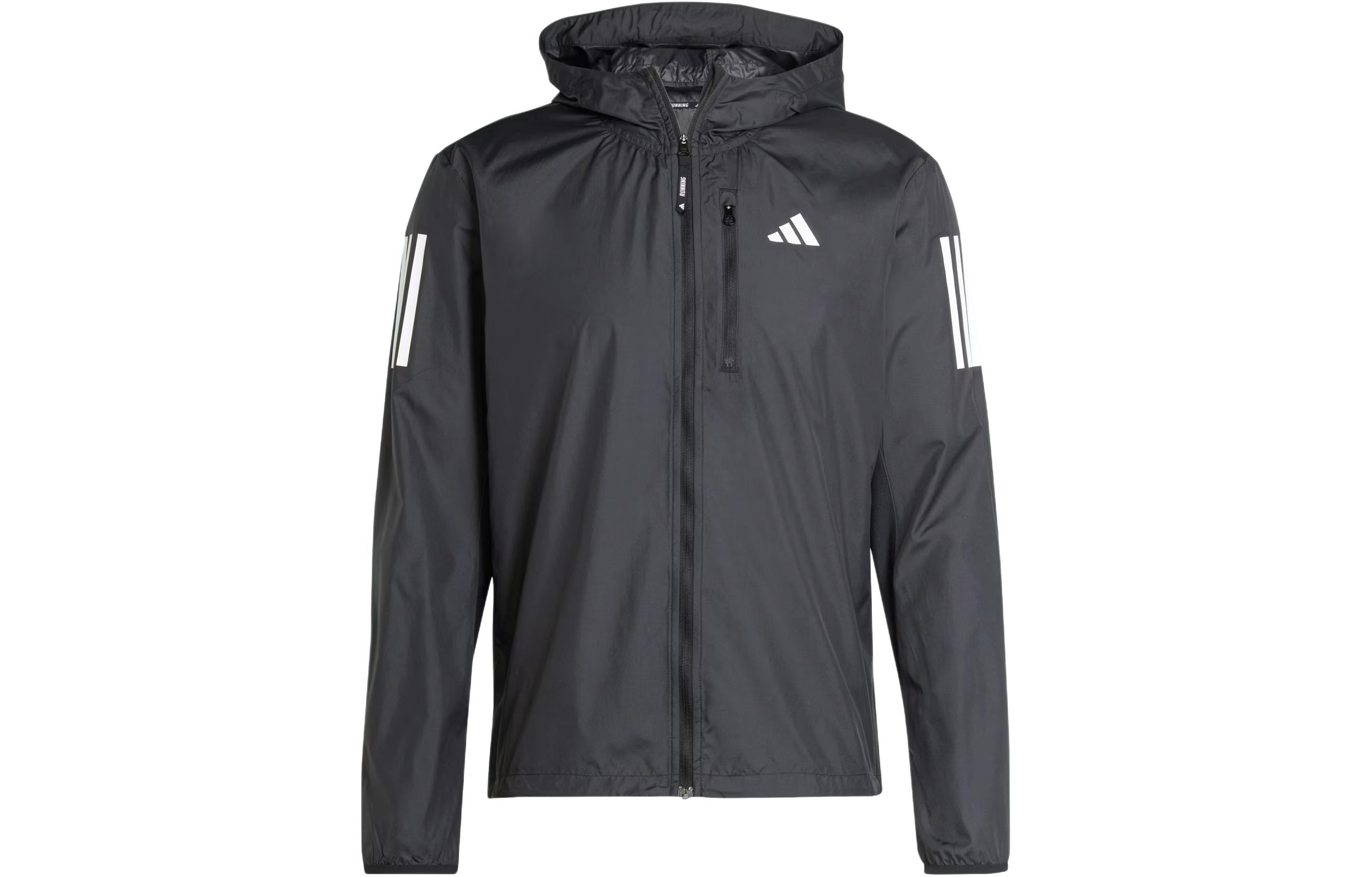 adidas Own the Run Hooded Breathable Running Jacket Black - Long Sleeve IN1483