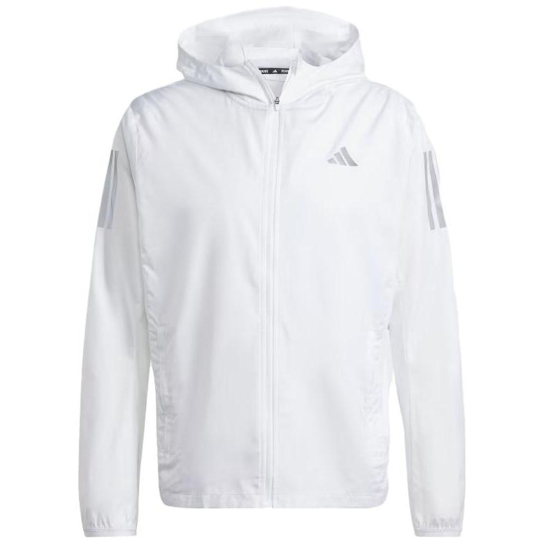 adidas Own The Run Jacket White 3-Stripes Colorblock Hoodie Jacket IL4789