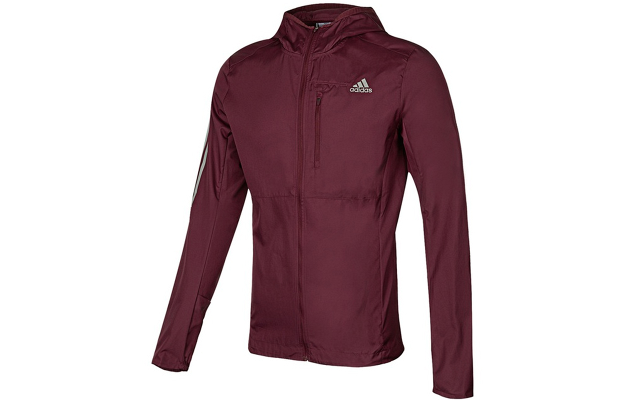 adidas Own The Run Maroon Hooded Woven Running Jacket H34516