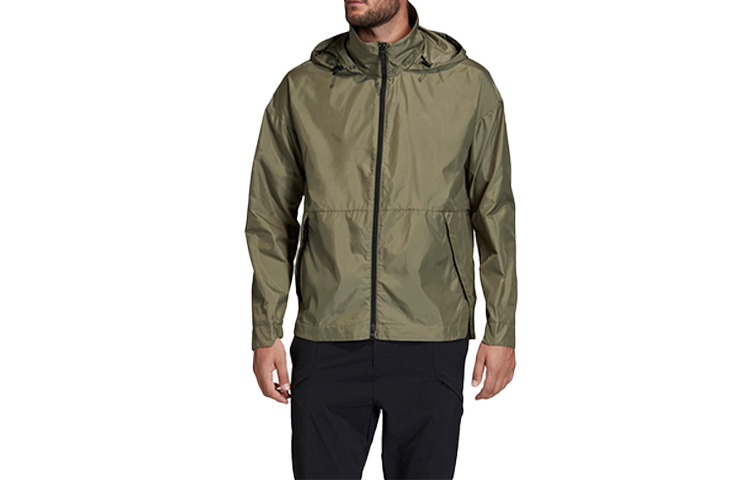 adidas Packable Hooded Windbreaker Jacket Trace Green FI0639