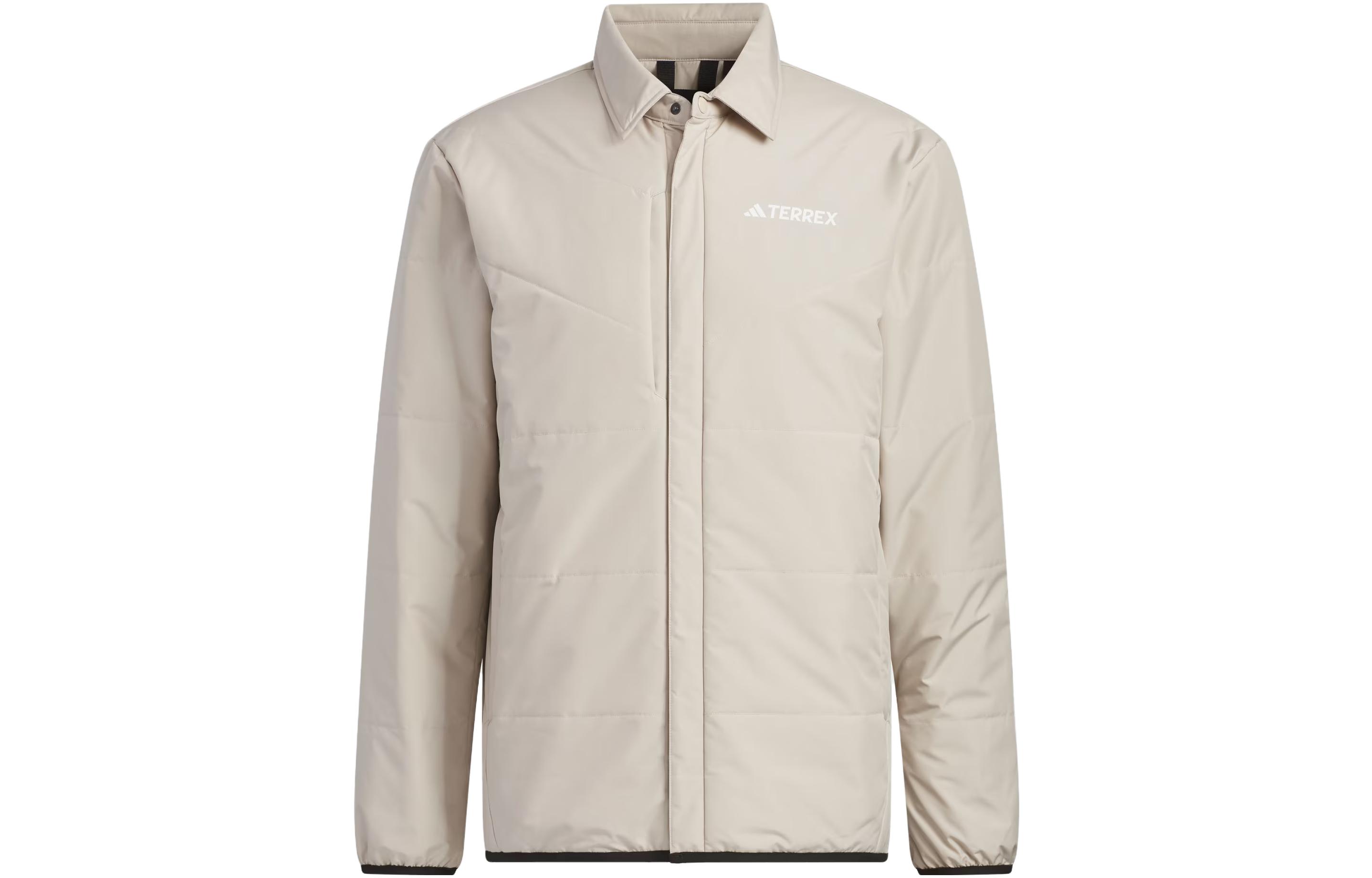 adidas Padded Jacket Beige Outdoor Sports Coat with Logo Design IL9015