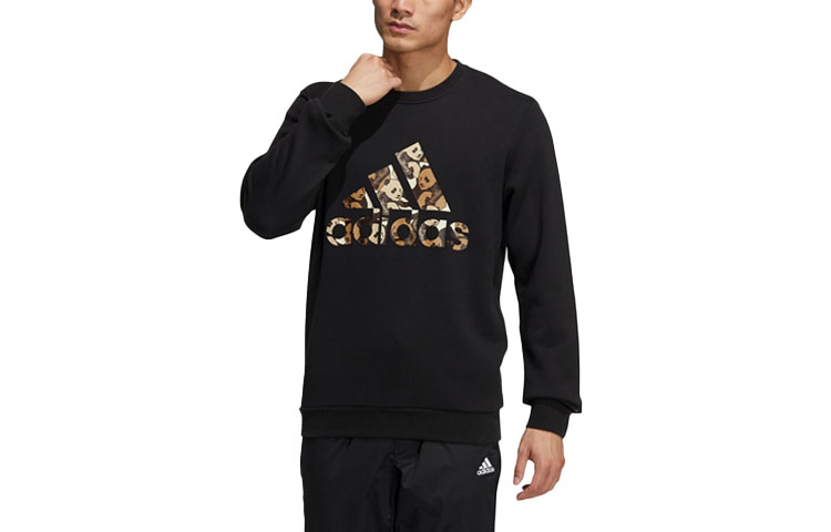 adidas Panda Logo Print Crewneck Sweatshirt Black HM9386