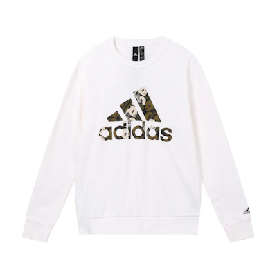 adidas Panda Logo Printed Crewneck Pullover Sweatshirt White () HM9377
