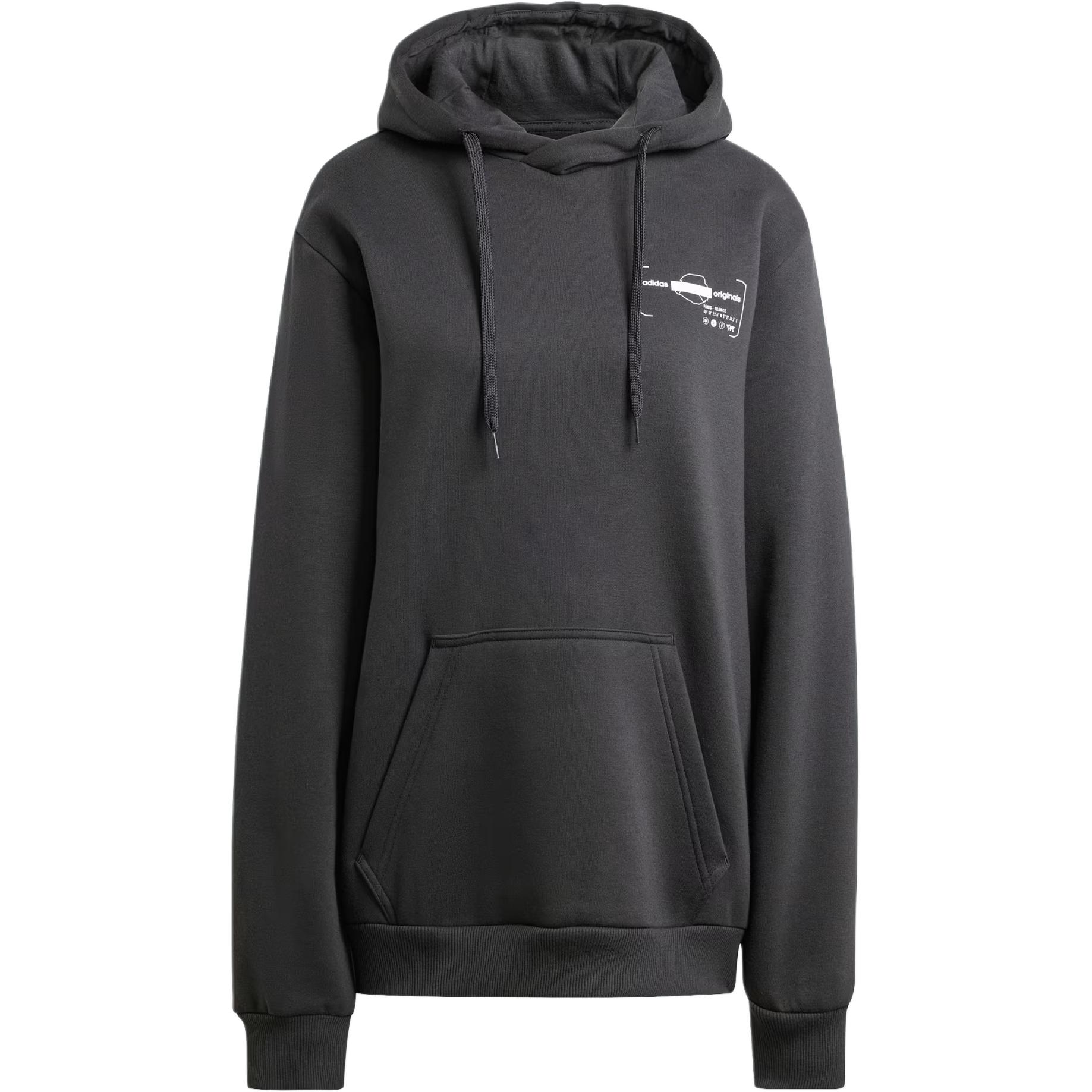 adidas Paris Graphic Logo Hoodie Black Pullover Sweatshirt Long Sleeve IX3075