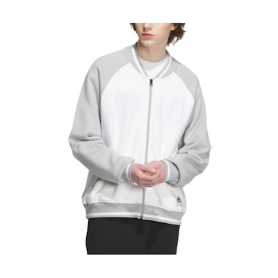 adidas Patchwork Colorblock Logo V-Neck Pilot Jacket Unisex White/Light Gray IT6397