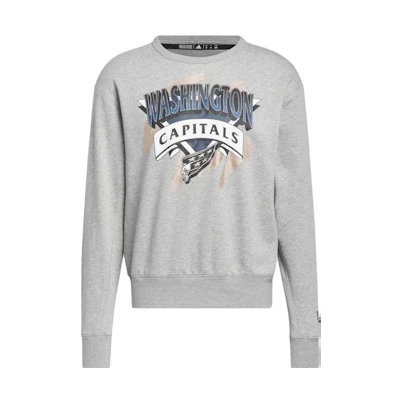 adidas Pattern Print Ribbed Loose Crewneck Sweatshirt Men’s Grey HN6376