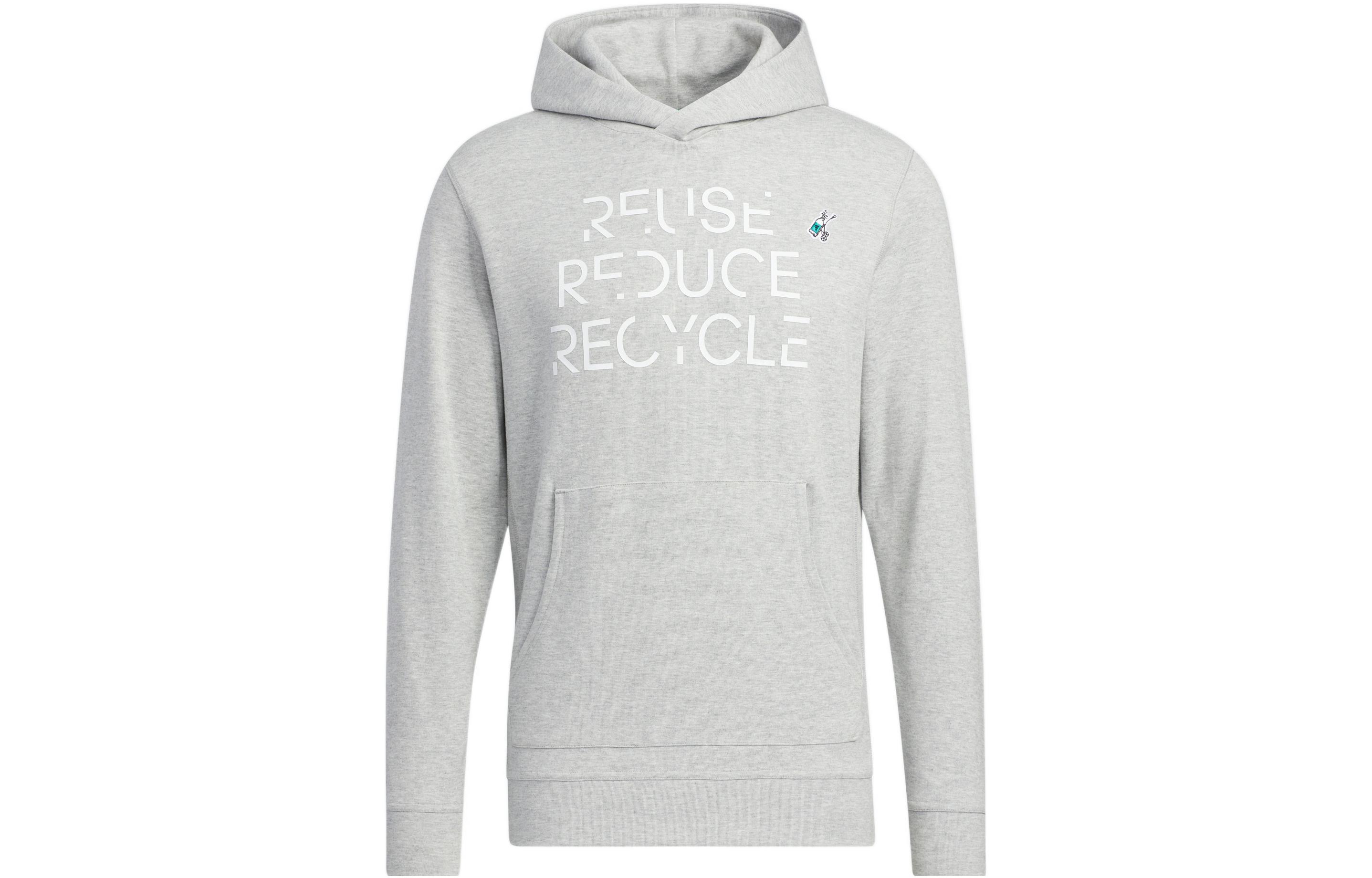 adidas PG Letter Print Kangaroo Pocket Pullover Hoodie Grey - HG5785