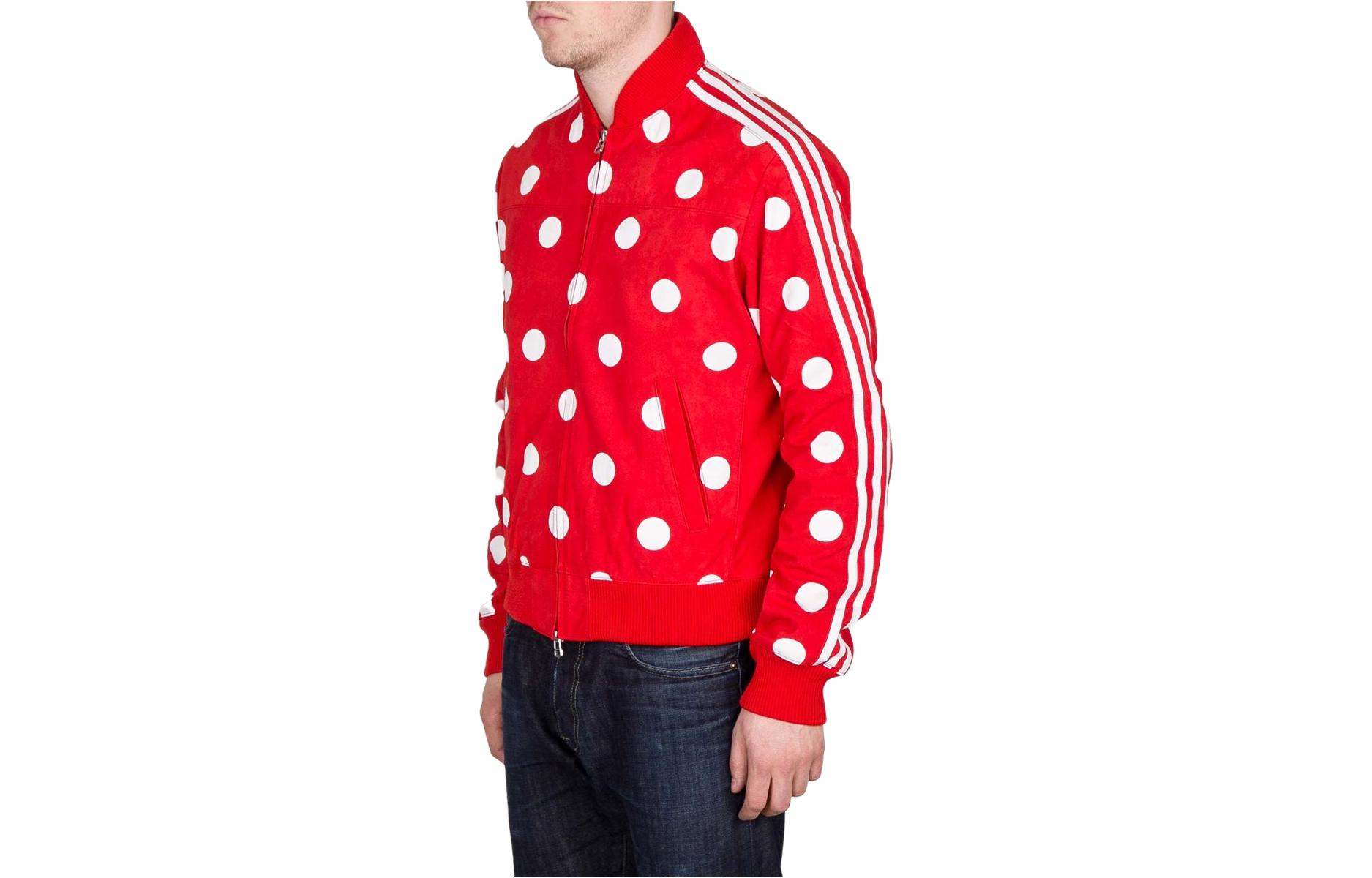 Lookbook adidas Pharrell Williams 紅色波點運動外套 休閒復古風格 ab1618
