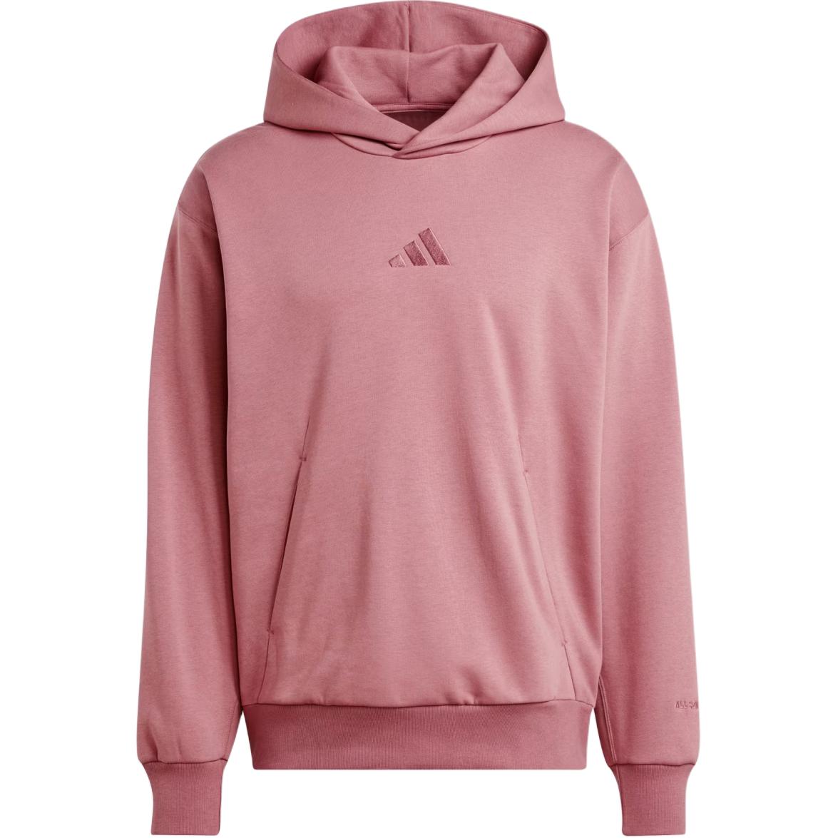 adidas Pink Embroidered Logo Loose-Fit Hoodie IY4136