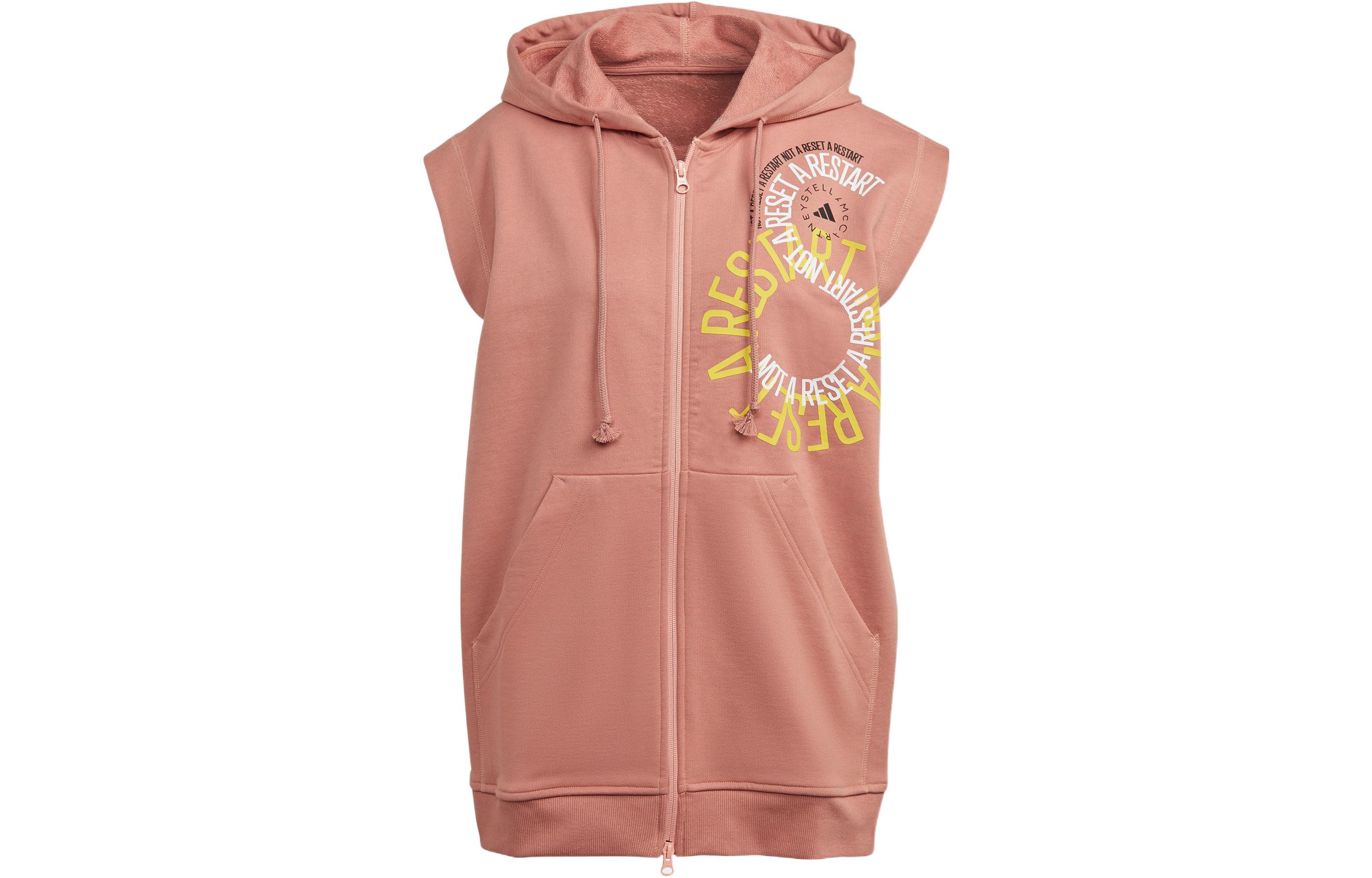 adidas Pink Logo Graphic Zip Hoodie Jacket Unisex Short Sleeve Sweatshirt IB5903