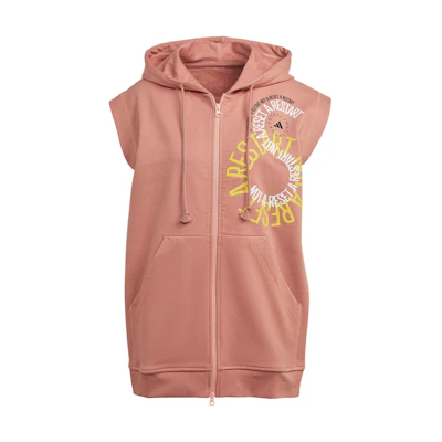 adidas Pink Logo Graphic Zip Hoodie Jacket Unisex Short Sleeve Sweatshirt IB5903