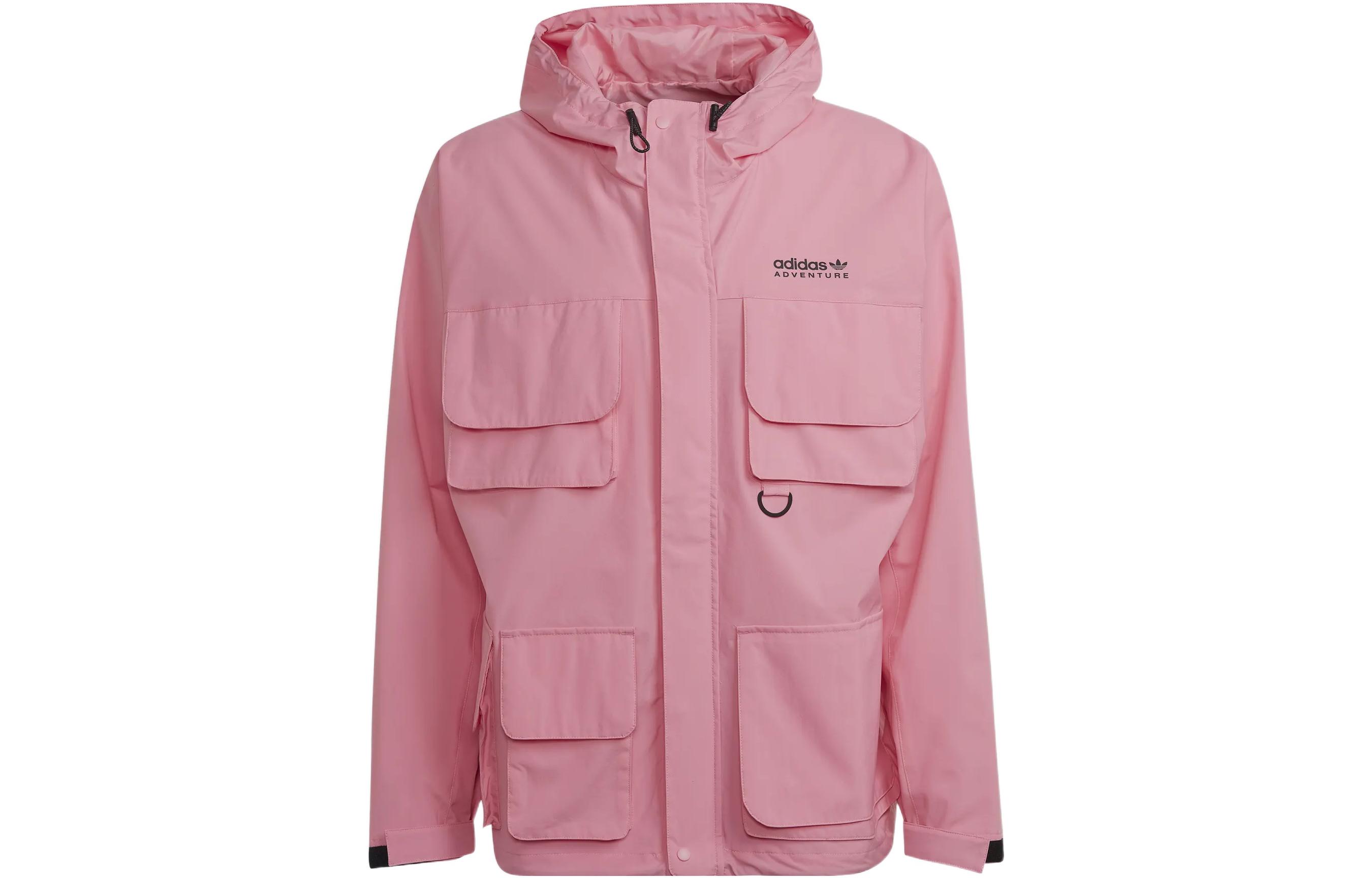 adidas Pink Outdoor Utility Jacket with Logo and Printed Pocket Details HK4997