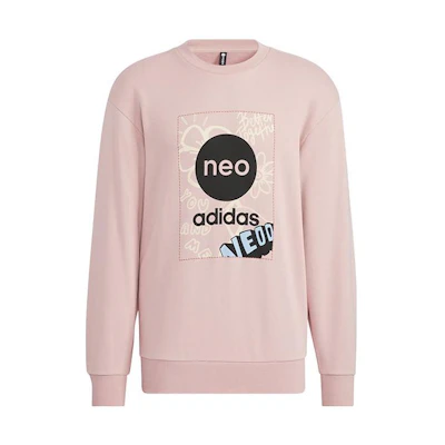 adidas Pink Pullover Sweatshirt with Logo Print HM7434