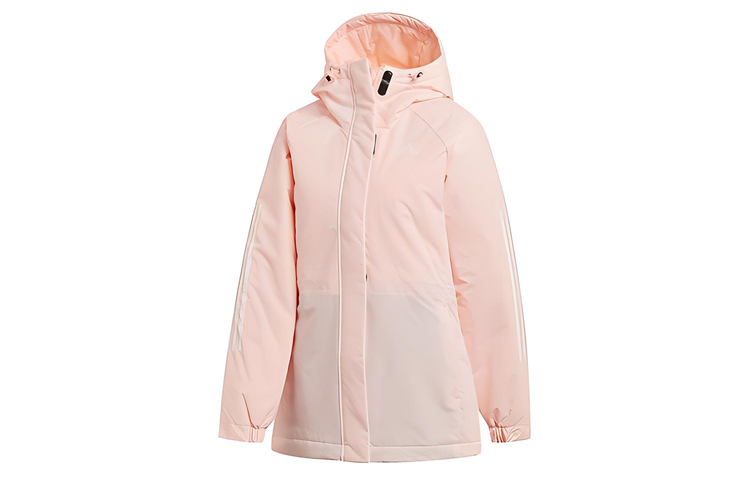 adidas Pink Unisex Casual Hooded Puffer Jacket Winter Edition FT2594